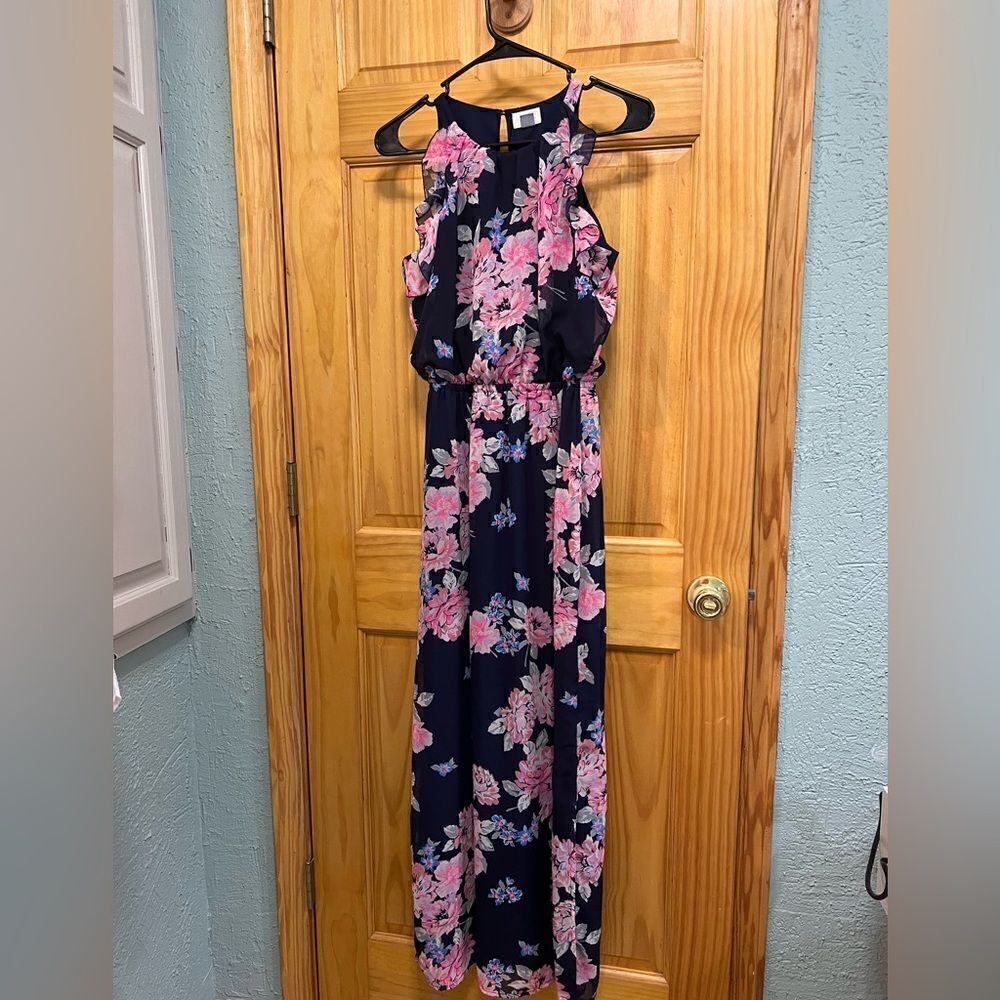 Old Navy size S navy and pink floral maxi dress